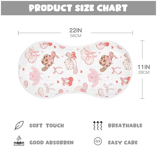 Western Pinks Cowgirl Hat Burp Cloths Baby Boys Girls Absorbent Soft Cotton Burping Cloths Rags, 2 Pack2
