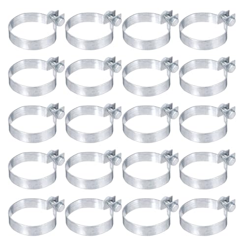 uxcell 20Pcs Brace Bands Chain Link Fence, Galvanized Steel Tension Bands with Bolts & Nuts for 2-3/8" Chain Link Post, Pipe, Gate, Fences Panels, Silver (3.5" Length x 0.7" Width)