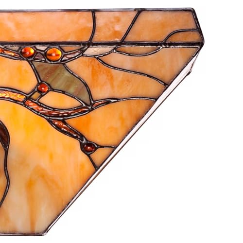 Image of Robert Louis Tiffany Budding Branch Tiffany Style Wall Light Sconces Set of 2 Copper Amber Art Glass Hardwired 14 inch Fixture for Cottage Core Bedroom Bathroom Vanity Living Family Room Home Hallway