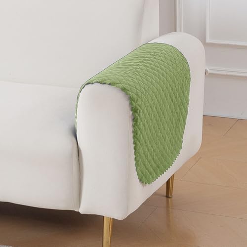 Image of HOKIPO Quilted Sofa Armrest Cover - 1 Pair | 'Quilt Classic' Green (IN-925-GRN*2)