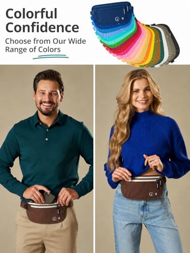Image of Vantamo Money Belt with RFID For Men & Women, Hidden Passport Holder for Travel, 2 Compartment Travel Fanny Pack for Women Anti Theft