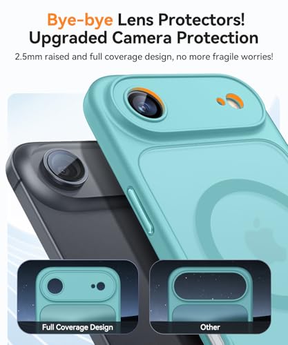 Image of CANSHN Magnetic Compatible with iPhone Air Case(6.5 Inch), Upgraded [Full Camera Protection] [Compatible with Magsafe] [Translucent Matte] Shockproof Phone Cover for iPhone 17 Air Case,Teal