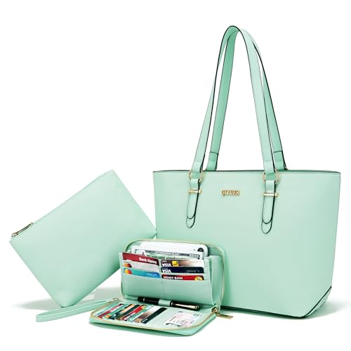 Image of Qiyuer Versatile Daily Purses with RFID Wallet for Women Tote Handbag Set | 3PCS, Fits 13 inch Tablet, Sturdy Vegan PU, Spacious, Work Use, Shoulder Satchel, Large Clutch Wallet, Makeup Bag, Ideal Gift