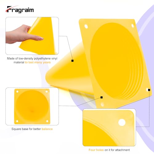 7 Inch Plastic Training Traffic Cones, 24 Pack, Sport Cones, Agility Field Marker Cones for Soccer Basketball Football Drills Sport Training, Outdoor Activity or Practice - Yellow - Thumbnail 3