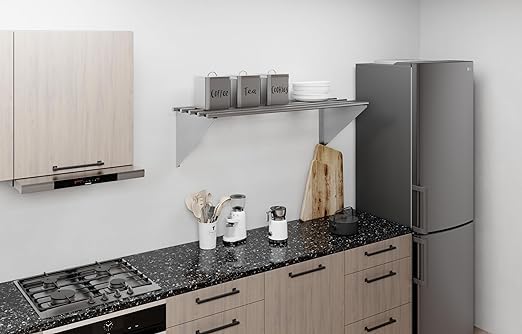 Premium Quality Stainless Steel Tubular Wall Shelf | Appliance & Equipment Metal Shelving | Kitchen, Restaurant, Garage, Laundry, Utility Room | NSF Certified | (48" Long x 18" Deep)