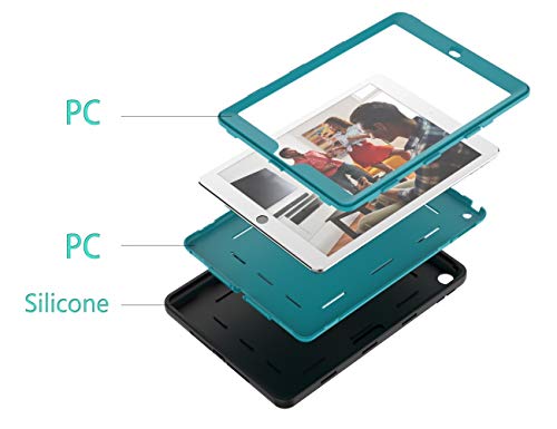 Ipad Case 6Th 5Th Generation 9.7 Inch 2017/2018, Ipad Air 1St Generation Case, High-Impact Shock Absorbent Silicone Hard Plastic Dual Layer Protective Case Black Blue #TOP2