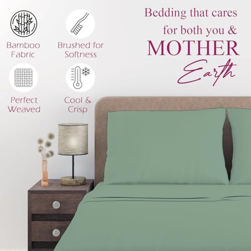 Image of Trance Home Linen 300 TC Bamboo Flat Single Size Bedsheet | Soft, Breathable & Eco-Friendly Bedsheet with 1 Pillow Cover - (54 x 90 inch, Aqua Green)