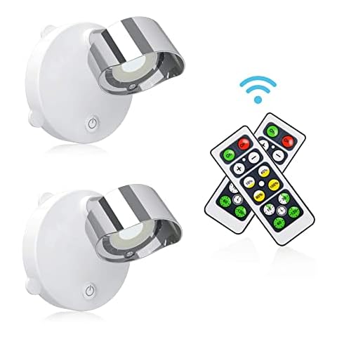 Lightess LED Wall Spotlight 2 Pack with Remote Control, Indoor Dimmable Wall Spotlights, Ceiling Spotlight Rotatable Wireless Battery-Powered Wall Lamp for Living Room Bedroom Hallway(Cool White) Cover