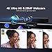3-in-1 4K Webcam with Microphones and Speaker, AI Auto-Tracking 5X Digital Zoom Webcam 4K Adjustable Field of View Remote Control Works with Microsoft Teams, Zoom, Google Meet, PC Mac Laptop