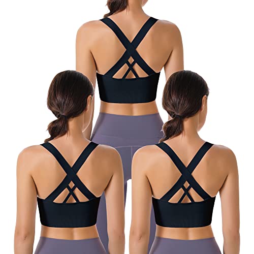 Image of Evercute Sports Bras for Women Padded Medium Support Criss Cross Strappy Bra Seamless High Impact Yoga Exercise Athletic Bras