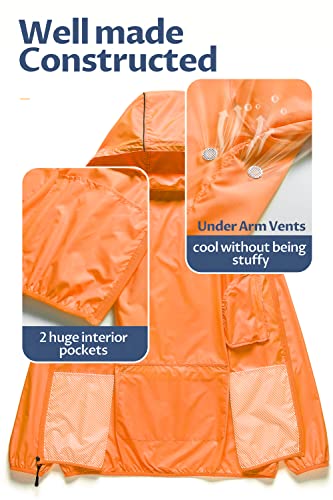 Image of CREATMO US Men's Packable Waterproof Running Rain Coats Reflective Cycling Jacket Windbreaker With Removable Hood