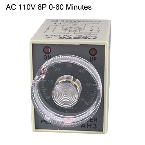 Uxcell Ac 110V 8P 0-60 Minutes Range Adjustable Delay Timer Time Relay Ah3-3 + Base #TOP1