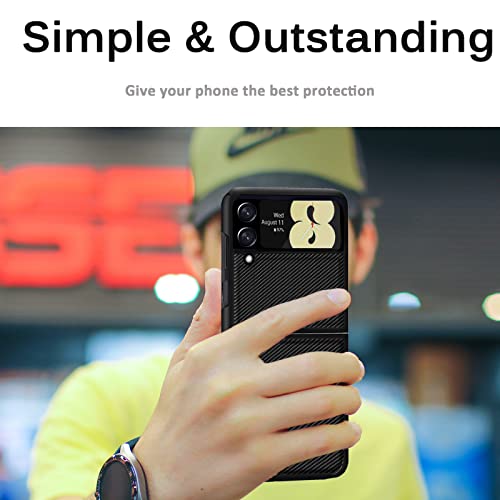 Miimall Compatible For Samsung Galaxy Z Flip 3 Case Leather Pattern Soft Anti-Scratch Lightweight Cover Anti-Fingerprints Full Protective Cases Bumper For Samsung Galaxy Z Flip 3 5G 2021(Black) #TOP6