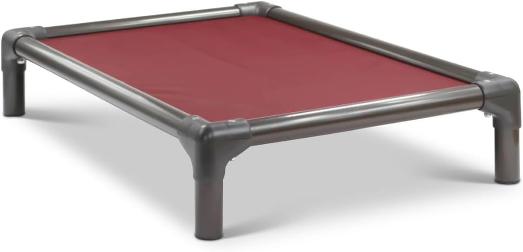 Kuranda Chewproof Elevated Dog Bed - Walnut PVC - 40" x 25" - Cordura Nylon - Burgundy