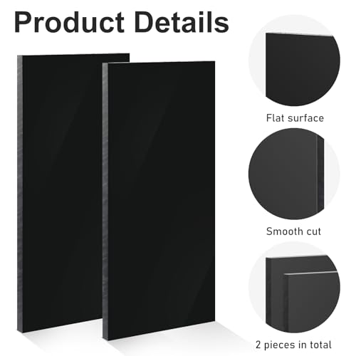 Image of 2 Pcs Black HDPE Plastic Sheet, 1 /2 inch Thick 6 inchx 12 inch,High Density Polyethylene Sheet Board Hard Solid HDPE Plastic Block Sheets for DIY Projects for Machining Home