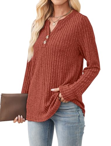 SAMPEEL Womens Sweaters Lightweight Long Sleeve Shirts V Neck Tops with Button Fall Outfits 2025 - Image 5