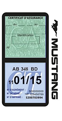 Générique Étui Vignette Assurance Voiture américaine Compatible avec Mustang Noir Double Pochette adhésif Stickers Auto rétro