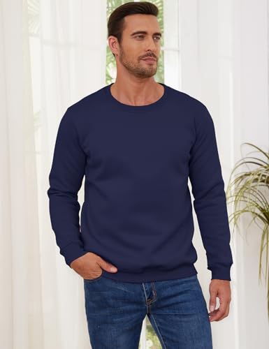 Gihuo Men's Crewneck Sweatshirt Winter Warm Sherpa Lined Pullover Fleece Top Sweatshirt4