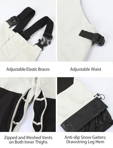 GSOU SNOW Hombres Pantalón de Esquí con Tirantes Salopette de Snowboard - Multi Bolsillos Ligero Impermeable Antiviento Transpirable Cálido - imagen 5