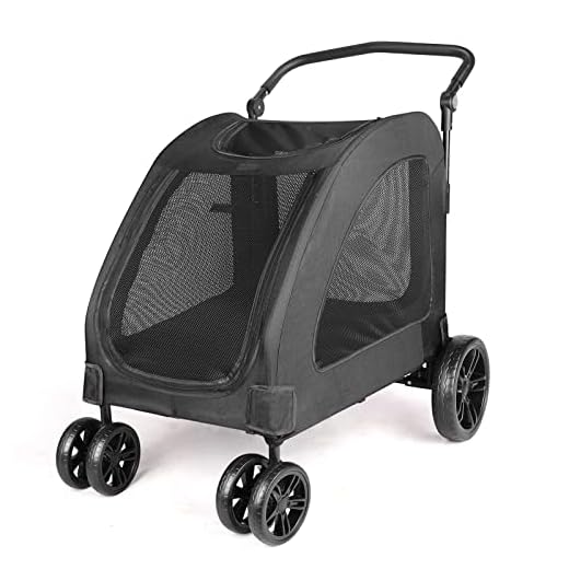 Carro Perro Grande 50KG Carro Perro Mediano Carrito paro Perros Grandes 50 kilos Resistente Plegable Cochecito para Perros Discapacitados Carrito de Paseo para 2 Perros Pequeños, Negro
