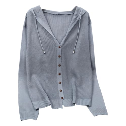 Womens Hooded Button Collar Tops Drawstring Hoodies Pullover Cardigan Oversized Casual Long Sleeve Top Shirts