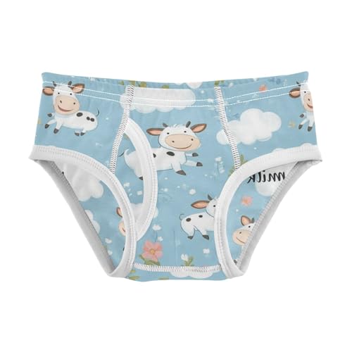 Wusikd Cute Flying Cows Boys' Underwear Cotton Clouds Flowers Boys Briefs Soft Toddler Underwear 2T