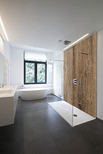 WALLando Panel trasero de ducha de alta calidad, fácil de montar, revestimiento de pared de ducha satinado, placa de plástico PVC (roble negro rústico)