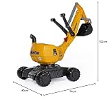 RollyToys Rollydigger Komatsu (zabawka do piasku, kolor szary/żółty, dla dzieci w wieku 3-8 lat, automatyczna blokada) 421169
