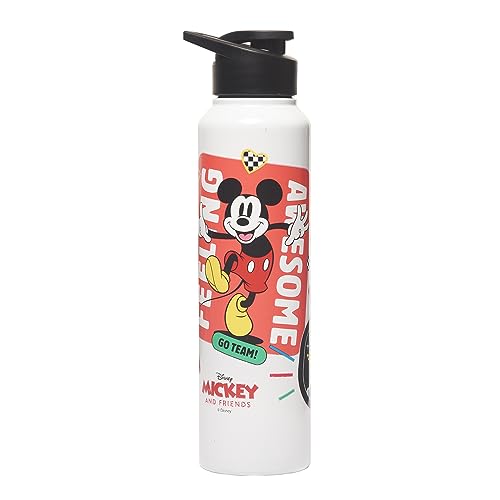 Image of Gluman Steel Water Bottle for Kids | Disney Unica 1000 ml Single Walled Water Bottle | School Water Bottle for Boys | Leak Proof| Wide Mouth Water Bottle | Leakproof (Mickey)