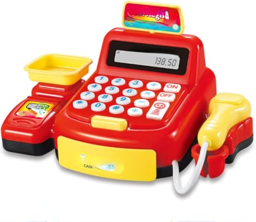 AZIEBAY キャッシュレジスター おもちゃ おままごと クレジットカード 紙幣と硬貨付き レジスター