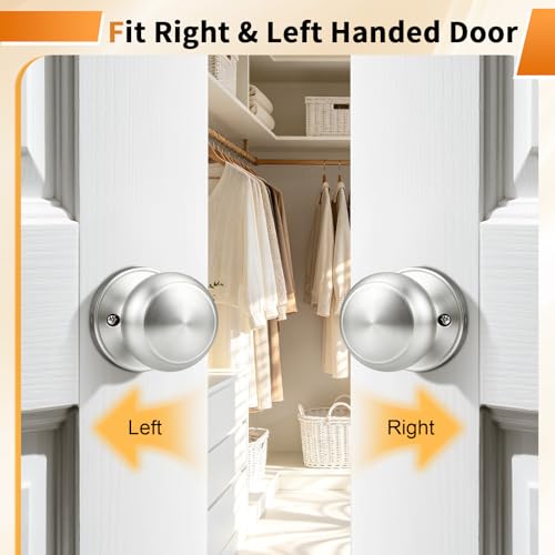 Probrico Brushed Nickel Door Knob One Side 4 Pack, Fake Door Handles Dummy Function for Closet French Doors, Nickel Dummy Door Knobs, Flat Ball Knob by Probrico - Used condition - Image 5