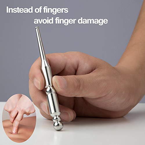 FeelFree Sport Stainless Steel Manual Acupressure Pen-Trigger Point Massage Tool-Reflexology Pressure Point Massager Tool for Relaxing Deep Tissue (S)