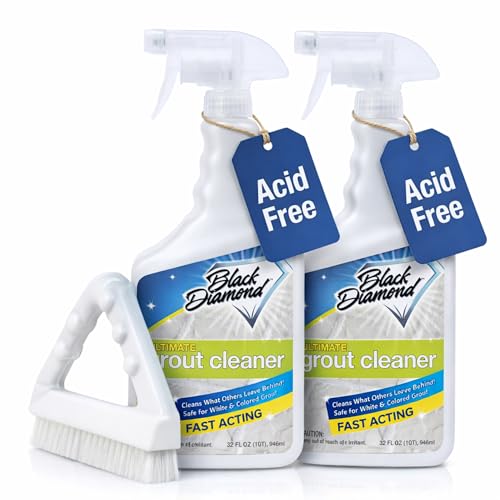 Image of Ultimate Grout Cleaner for Tile Floors, 2-QTS W Brush | Acid-free formula deep cleans grout on tile floors. Safe for marble, travertine, granite and all natural stone.