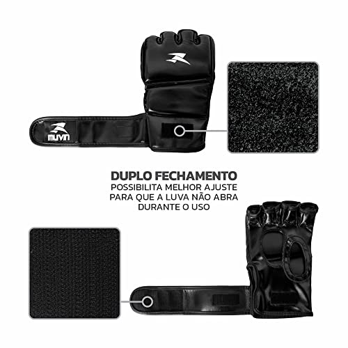 Luva de MMA Clinch MA Muvin – Luta – Tira com Volta Dupla – Área do Dedão Vazada - Proteção das Mãos
