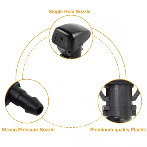 Cheriezing JET002 8S4Z17603Aa 2Pcs Windshield Washer Nozzle + 3 Meters Fluid Hose Tube Pipe + 3Pcs Connector Adapter (I Y T) Compatible thumb #5