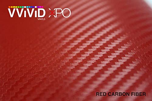 Vvivid® Xpo Red Carbon Fiber Wrap Vinyl Roll With Air Release Technology (1Ft X 5Ft) #TOP4