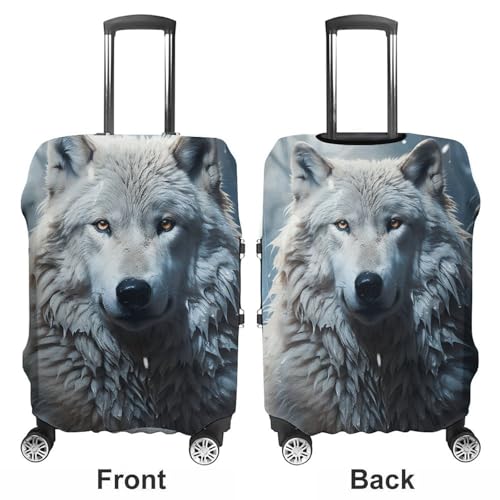 Wolf Sitting in The Snow Suitcase Cover Washable Luggage Cover Dust-proof Luggage Protector Cover Anti-Scratch Travel Suitcase Protector Fits 18-32 Inch Luggage L3