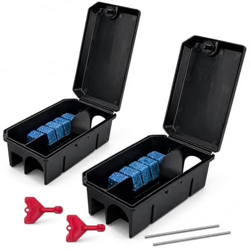 Ready Steady Defend Pre-Baited Rat Bait Stations (2 Pack) Enclosed Rodent Bait Boxes for Indoor & Outdoor Use Weather-Resistant Ready to Place for Home Shed Garage & Garden