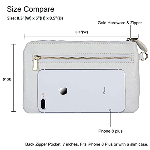 Befen Genuine Leather White Wristlet Clutch Cell Phone Wallet Purse For Women thumb #4