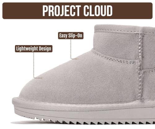 Image of Project Cloud Girls 100% Genuine Leather Non Slip Fur Lined Ankle Boots | Water Resistant Lightweight Memory Foam Insole Cozy Fall Shoes for Boys & Girls Kids Footwear Outdoor Everyday Kids Boots