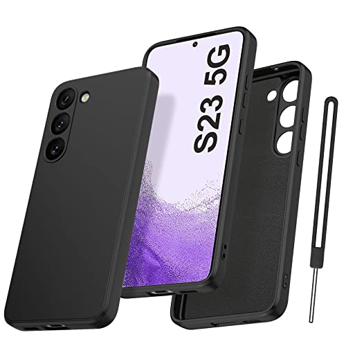 Qasyfanc Funda Compatible con Samsung Galaxy S23 con Protección de La Cámara, Carcasa Suave TPU Silicona con Tapete de Microfibra Anti-Rasguño, Negro (Non para Samsung S23 ＋) Cover