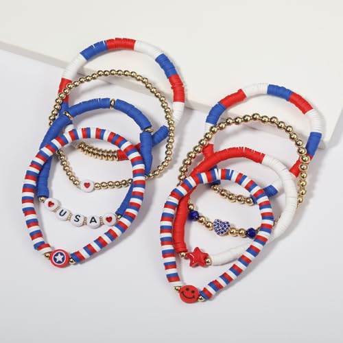 Friendship Bracelets - Beaded Bracelets Set for Teen Women, Stretchable Preppy Bracelets, Stackable & Colorful Bracelets - Ideal Gifts, 4th of July, Halloween, Christmas4