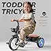 Umatoll Tricycle for Toddlers 2-5 Year Old, Ajustable Toddler Bike Outdoor Toys, Birthday Gift for Boy Age 2-4, Trike with Light up Wheels