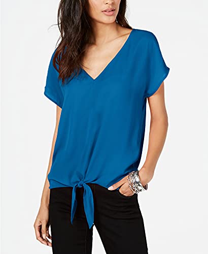 INC Womens Tie-Front Top, Green, X-Small miniatura 2