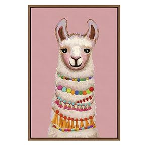 SIGNWIN Framed Canvas Wall Art Hip Llama with...