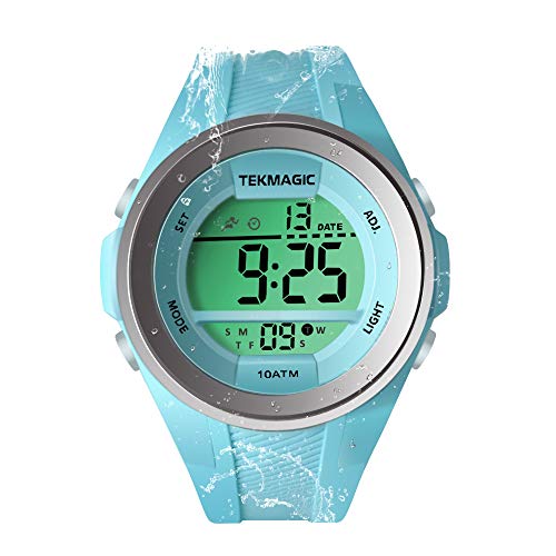 TEKMAGIC Boys Girls Sports Watch 10 ATM Waterproof Swimming Watch with Stopwatch, Chronograph, Alarm Functions, Dual Time Zone, 12/24 Hours Format