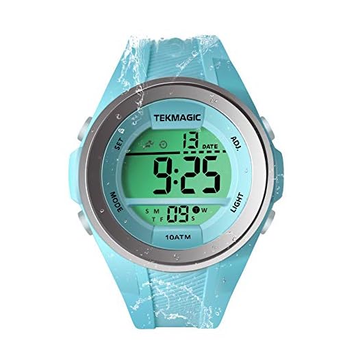 SZCHISHUNG 10 ATM wasserdichte Sportuhr Jungen Mädchen Schwimmen Taucheruhr 100m Unterwasser mit Stoppuhr, Chronograph, Alarm, Dual Time Zone, 12/24 Stunden Format (W59-CUS-BK), Taucheruhr