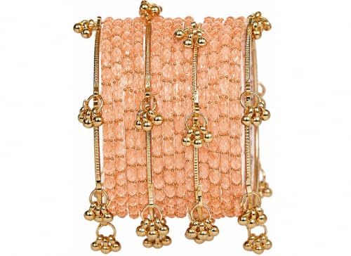 Image of Kashmiri Ghangharoo Glass Bangle Set for Women| Light Weight Bangles | Traditional Transparent Fancy Glass Chudi Set for Wedding, Party.