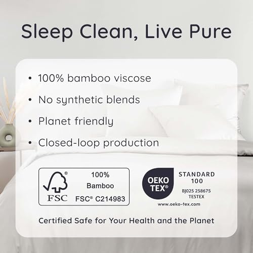 Bambaw Bamboo Duvet Cover King Size, 240x220 cm, Anti Allergy Duvet Cover, 100% Bamboo Bedding King Size, Breathable & Cooling Bed Sheets for Summer, Antibacterial, Soft Luxury Bedding (Grey) - Image 6