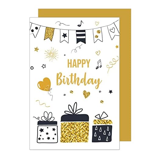 Edition Seidel tarjeta de cumpleaños de primera calidad con repujado en oro fino y sobre - tarjeta de felicitación de cumpleaños para hombres y mujeres (G2894 SW022)